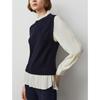 Langzi Elegant Pure Wool Faux Two-Piece Design Knit Sweater