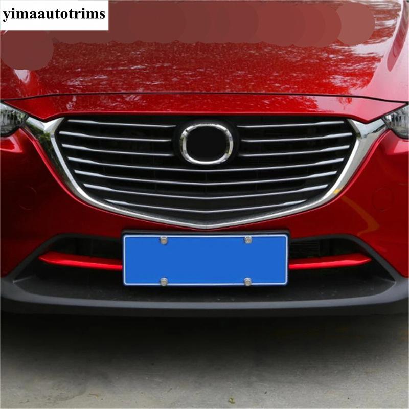 Car Front Grille Grill Bumper Air-inlet Strip Stickers Cover Trims Accessories For Mazda CX-3 CX3 2016 2017 2018