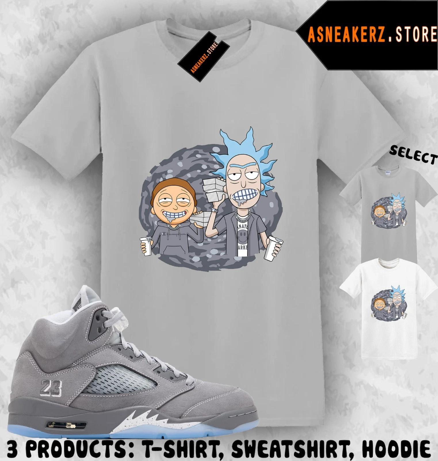 

Tee Shirt Matching AJ 5 Wolf Grey 2026 To Match Sneaker Rick Morty Trap T shirt S