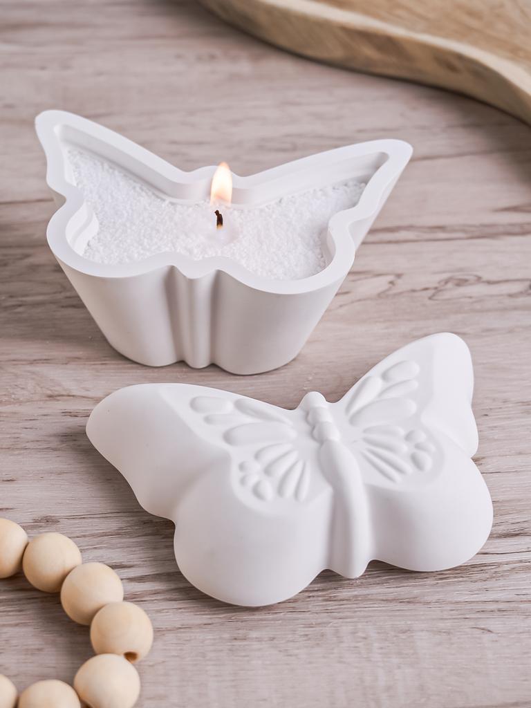 DIY Butterfly Candle Cup Silicone Mold with Lid Handmade Butterfly Jewelry Storage Jar Plaster Resin Ornament Molds Home Decor
