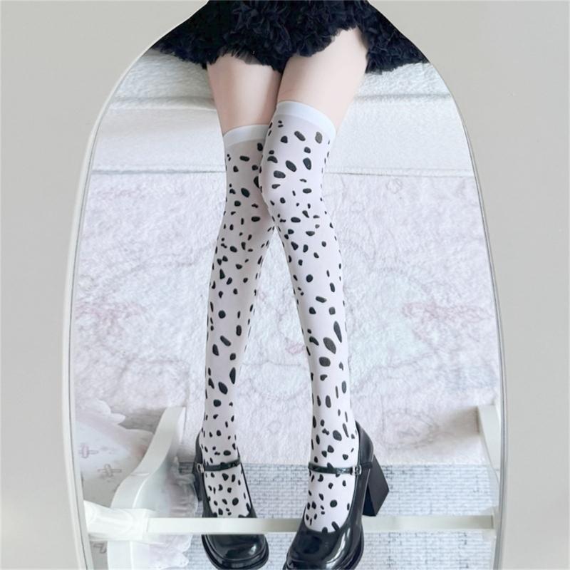 Dot Design Thin Stretch Over Knee Socks Lightweight Summer Wear Elastic Nylon Thigh High Stockings For Ladies