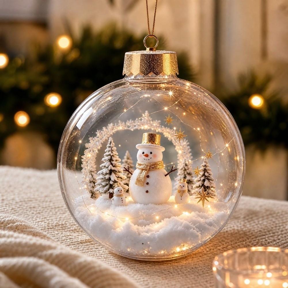 Lightweight 3D Acrylic Pendant 2D Flat Pattern Clear Sphere Bauble Fireplace Decor