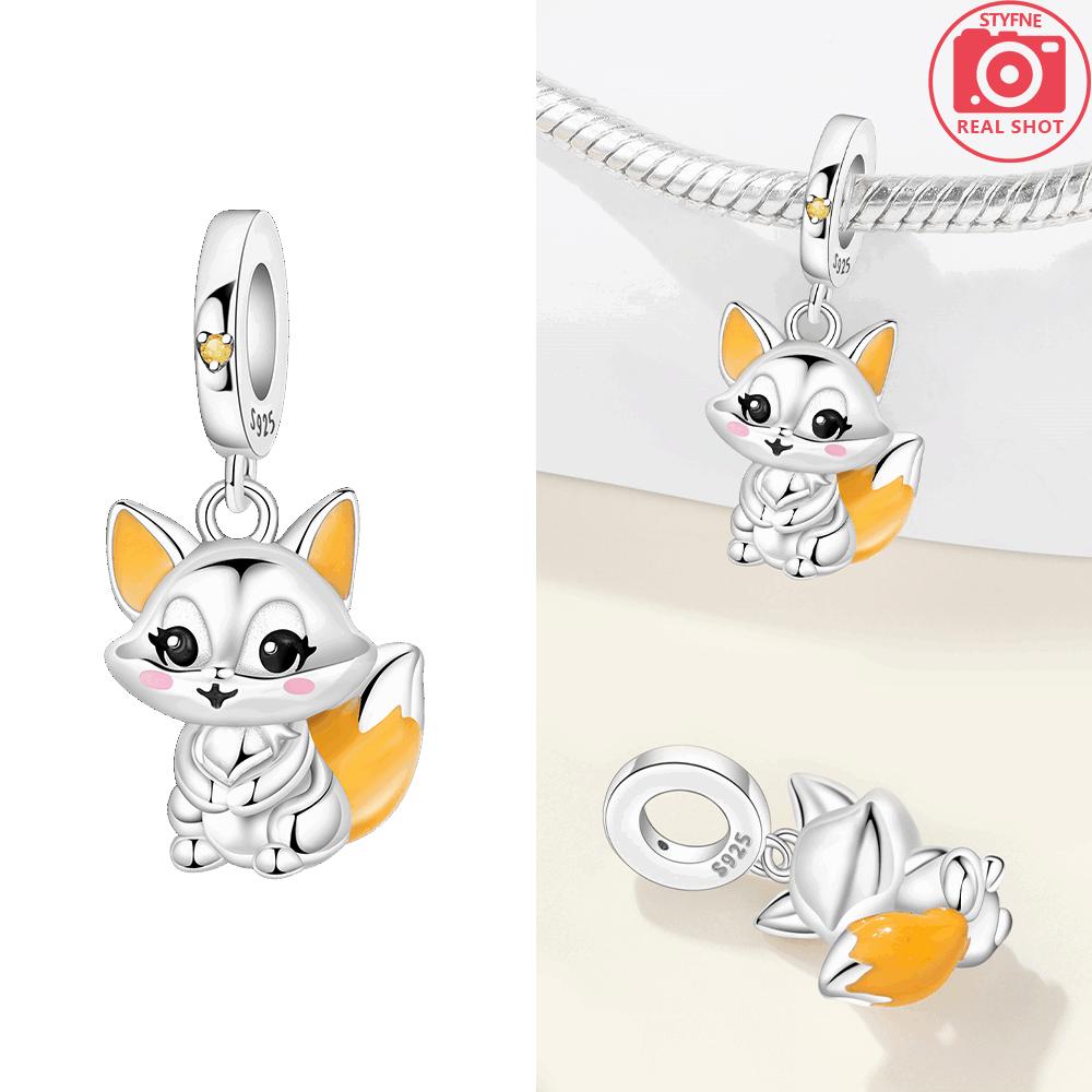Anniversary Charms Copper Original Cute Lamb Mouse Cheese Animal Fox Dragonfly Beads Fit Bracelet Women Jewelry Diy Gift