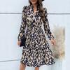 2023 Fashion Women's Pleated Print Dress Long Sleeves Dress