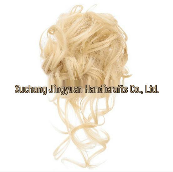 Euro-American Floral Messy Bun Wig - Long, Fluffy Clip-in Hairpiece