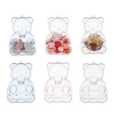 Set de 12 recipiente pentru dulciuri în formă de urs, cutii de depozitare pentru bomboane din plastic transparent cu capac, cutie transparentă de ambalare pentru bijuterii