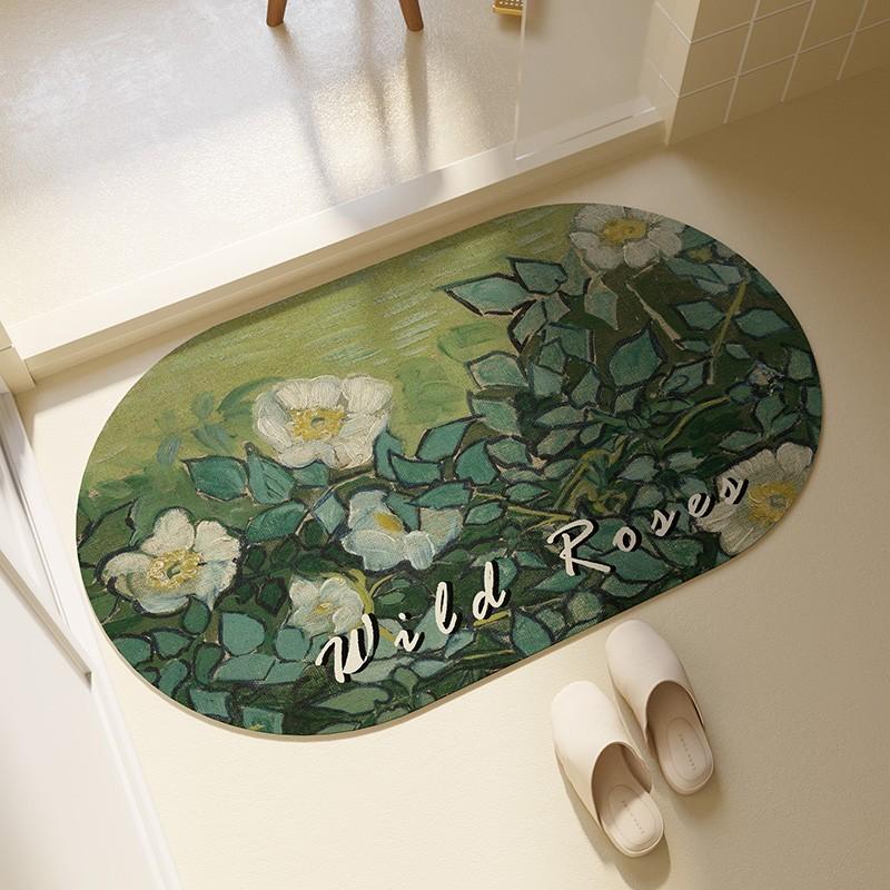 Bathroom Entrance Diatom Mud Floor Mat Semi-circular Anti-slip Quick-drying Foot Mat Bathroom Toilet Door Absorbent Household Carpet