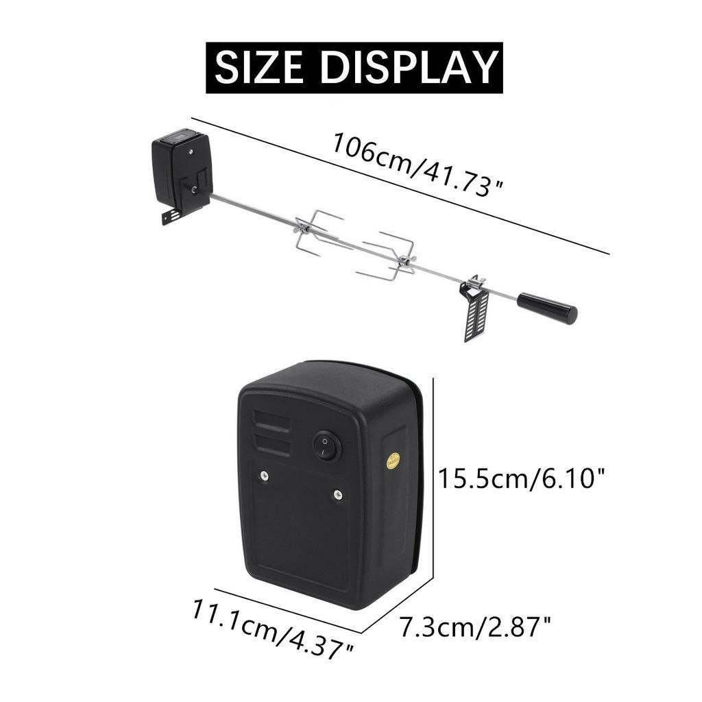 

Мотор для барбекю из нержавеющей стали Черный и серебристый Набор вилок для мяса Автоматический вертел Уличный кемпинг Пикник Роторный комплект запчастей Инструменты Coing