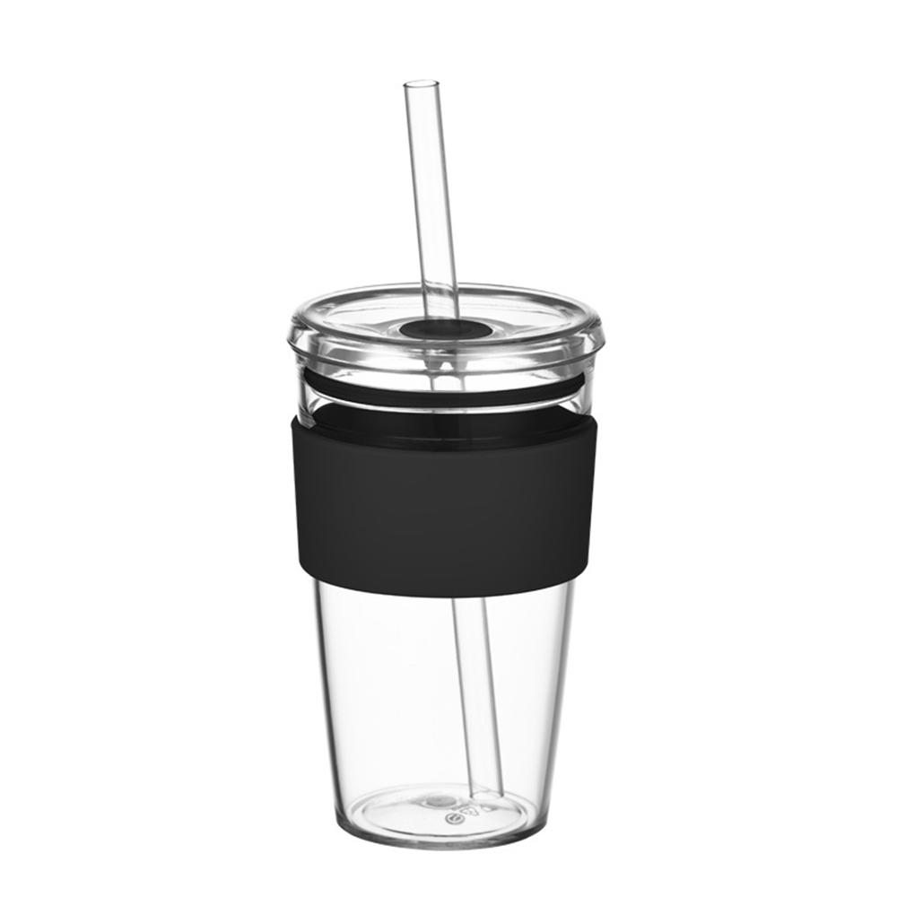 450ml Tritan Straw Cup Water Bottle Coffee Mug with Sleeve Portable Drinkware for Home/Office (No FDA, BPA-Free)
