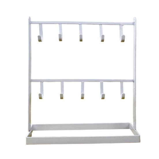 

2-слойный держатель для сережек и ожерелья, подставка для ювелирных изделий, браслет, витрина, крючок, полка белый