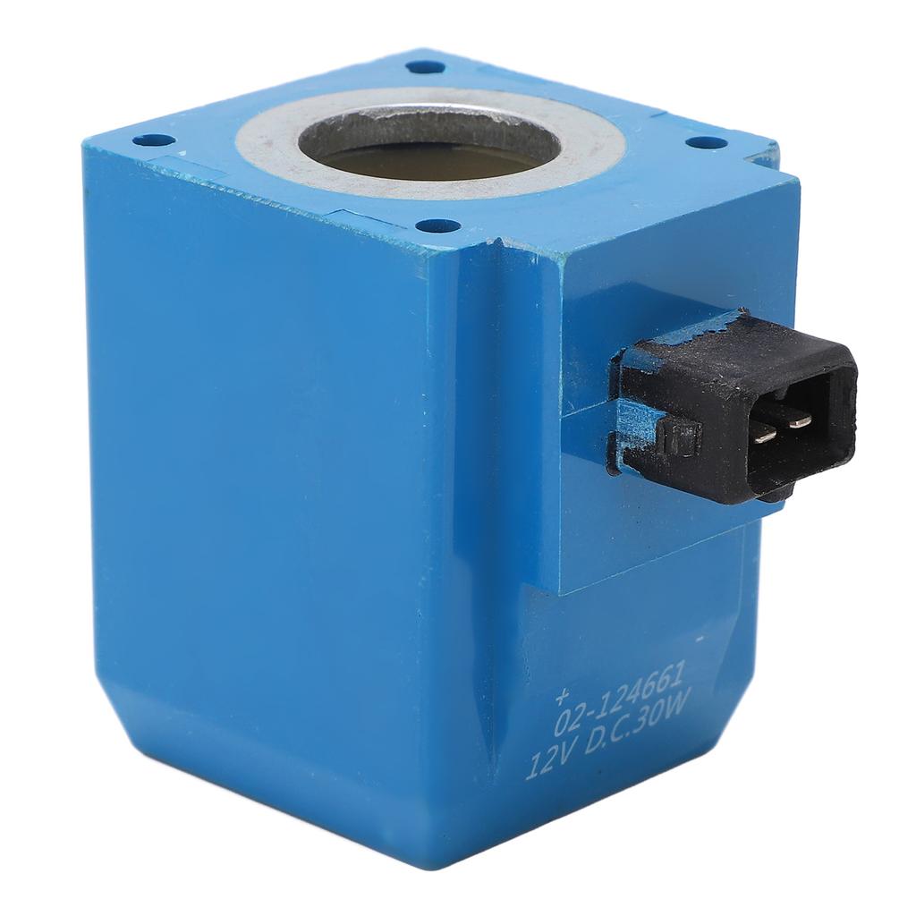 Solenoid Coil 02‑124661 12V 30W Round Pin Excavator Solenoid Valve Coil Replacement for JCB 3c 3cx 3d 3dx 4c 4cx 1400b 1550B