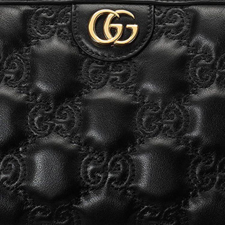 GUCCI GG Matelasse Leather Clutch Storage Bag Makeup Bag Small Women's Black 726047-UM8IG-1000