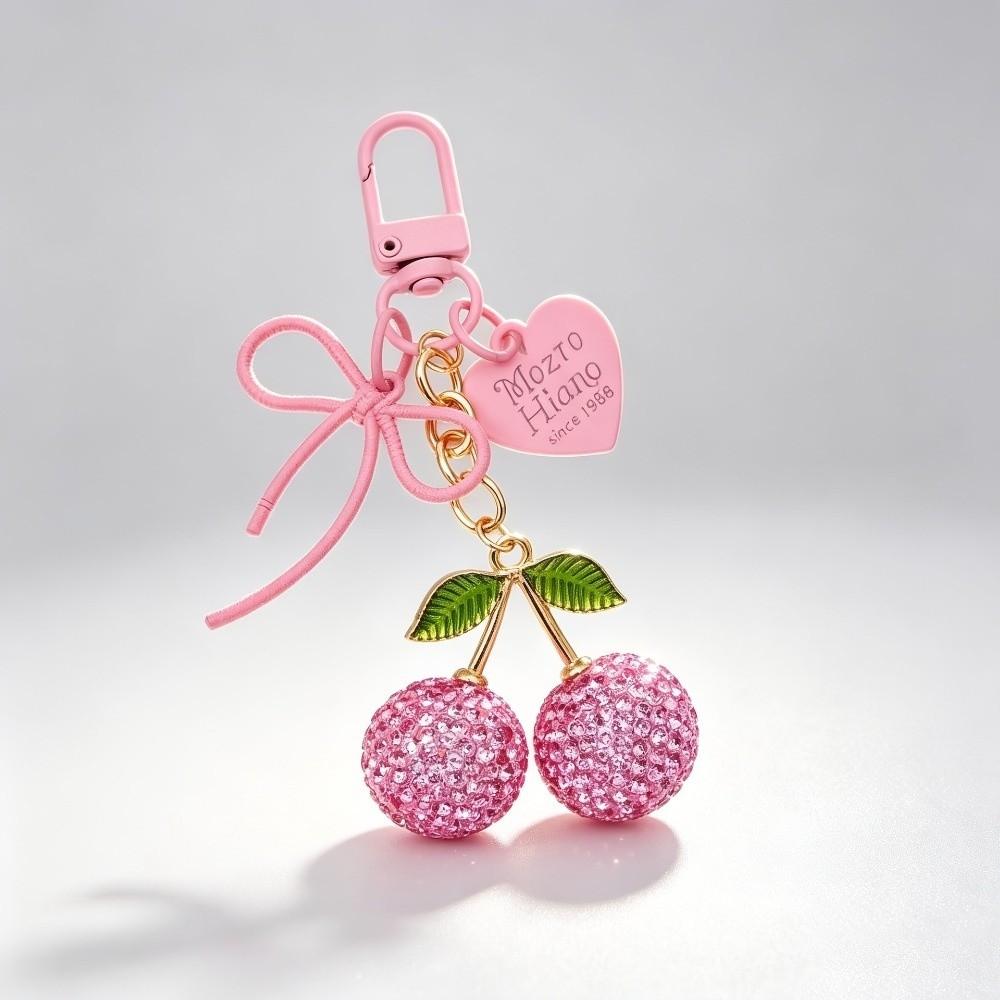 Pearl Bow Charm Bag Accessory Heart Butterfly Bow Fruit Bag Pendant Car Key Ring Purse Decoration