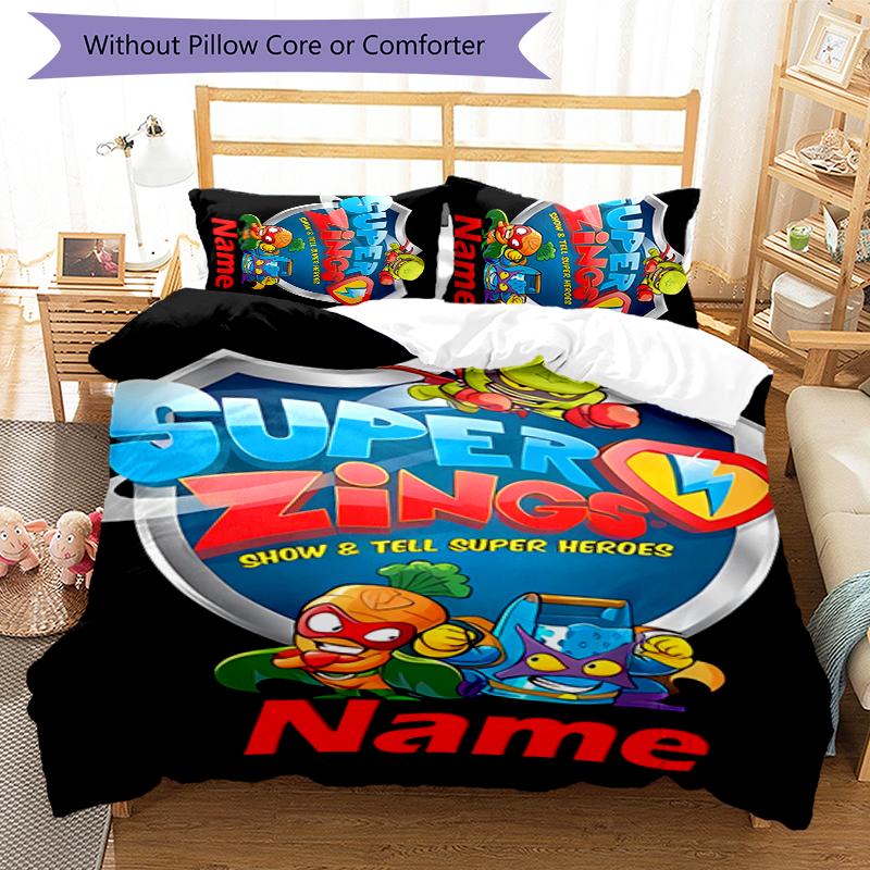 3pcs Custom Name SuperZings Bedding Set Duvet Cover Closure Includes 1 Duvet Cover & 2 Pillowcases for All Seasons Bedroom Decor