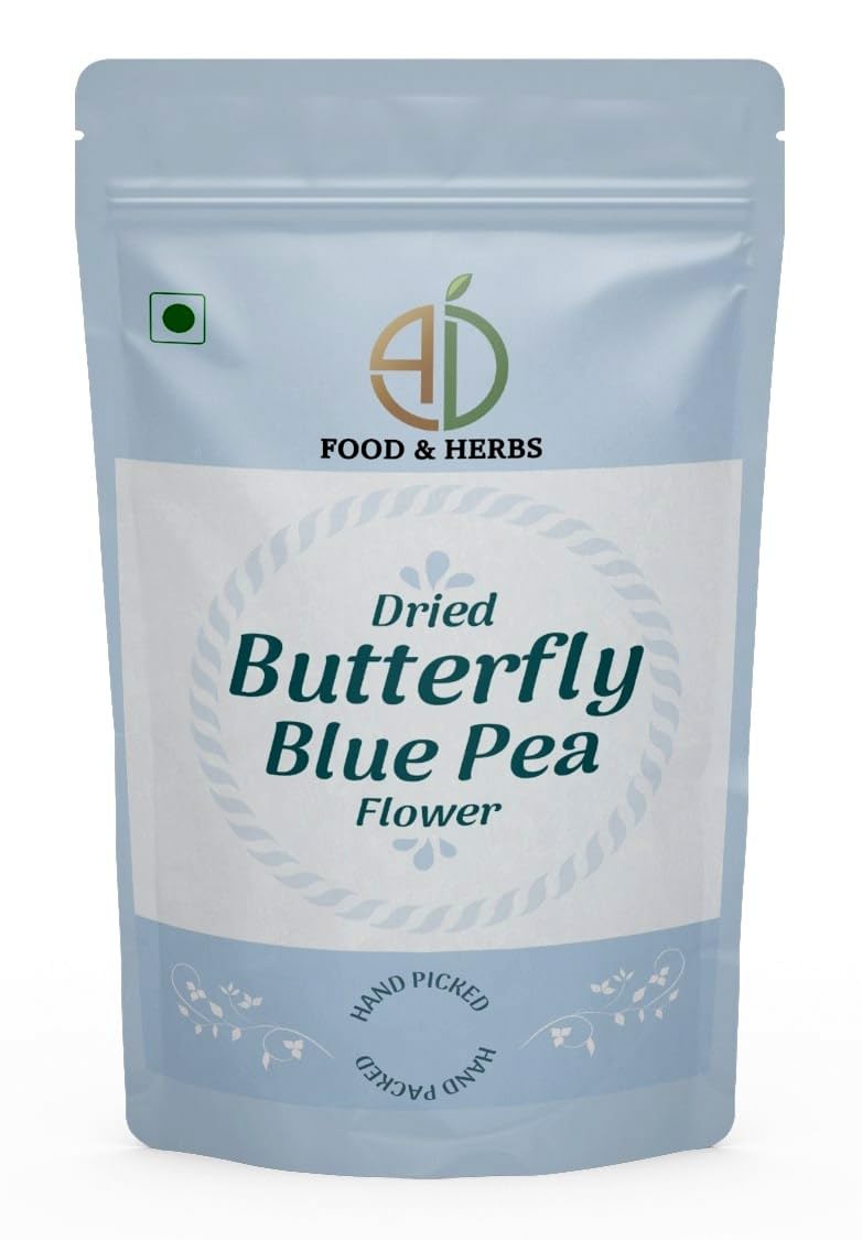 A D Food & Herbs Dried Butterfly Pea Flower/Aparajita ke phool Petals Aromatic Edible for Homemade Lattes, Tea Blends, Bath Salts, Gifts, C