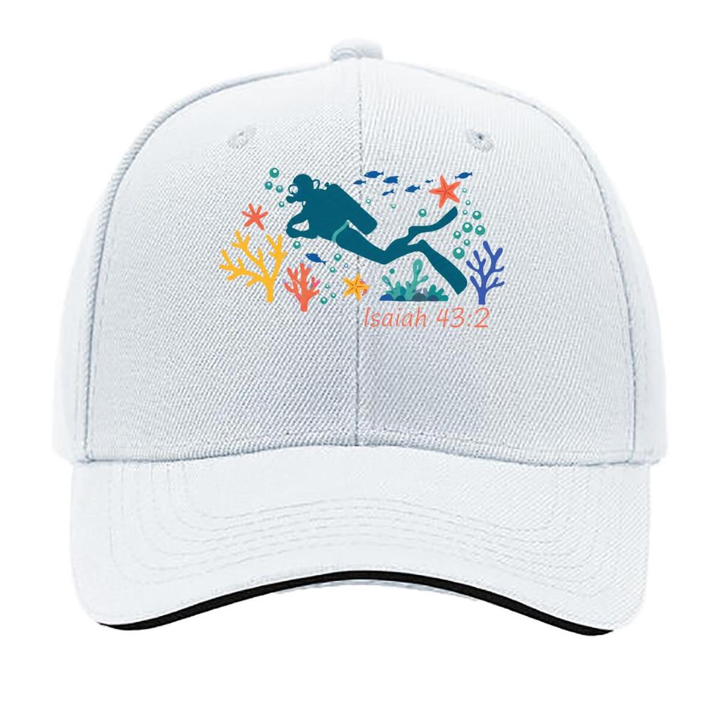 Isaiah Scuba Diver Ocean Coral Fish Sandwich Baseball Cap Sun Cap Outdoor Workouts Hat