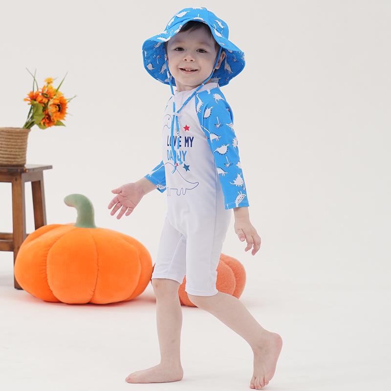 Kids' Cute Quick-Dry One-Piece Swimsuit: Long Sleeve, Sun Protection for Boys, Girls, Infants & Toddlers