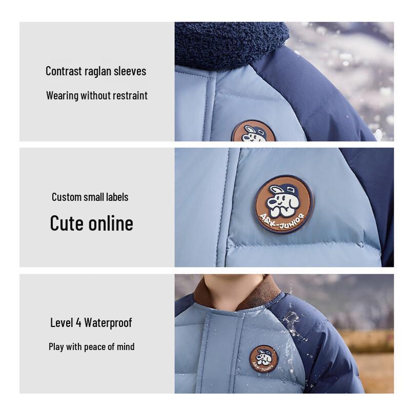 ASK JUNIOR Boys' Waterproof Canadian Down Baseball Puffer Jacket