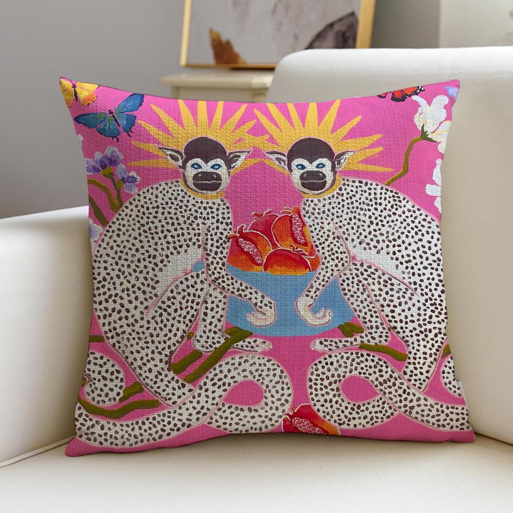 Paige Gemmel MonkeyS Cushion Cover Breathable and skinfriendly linen pillowcase square removable and washable cushion