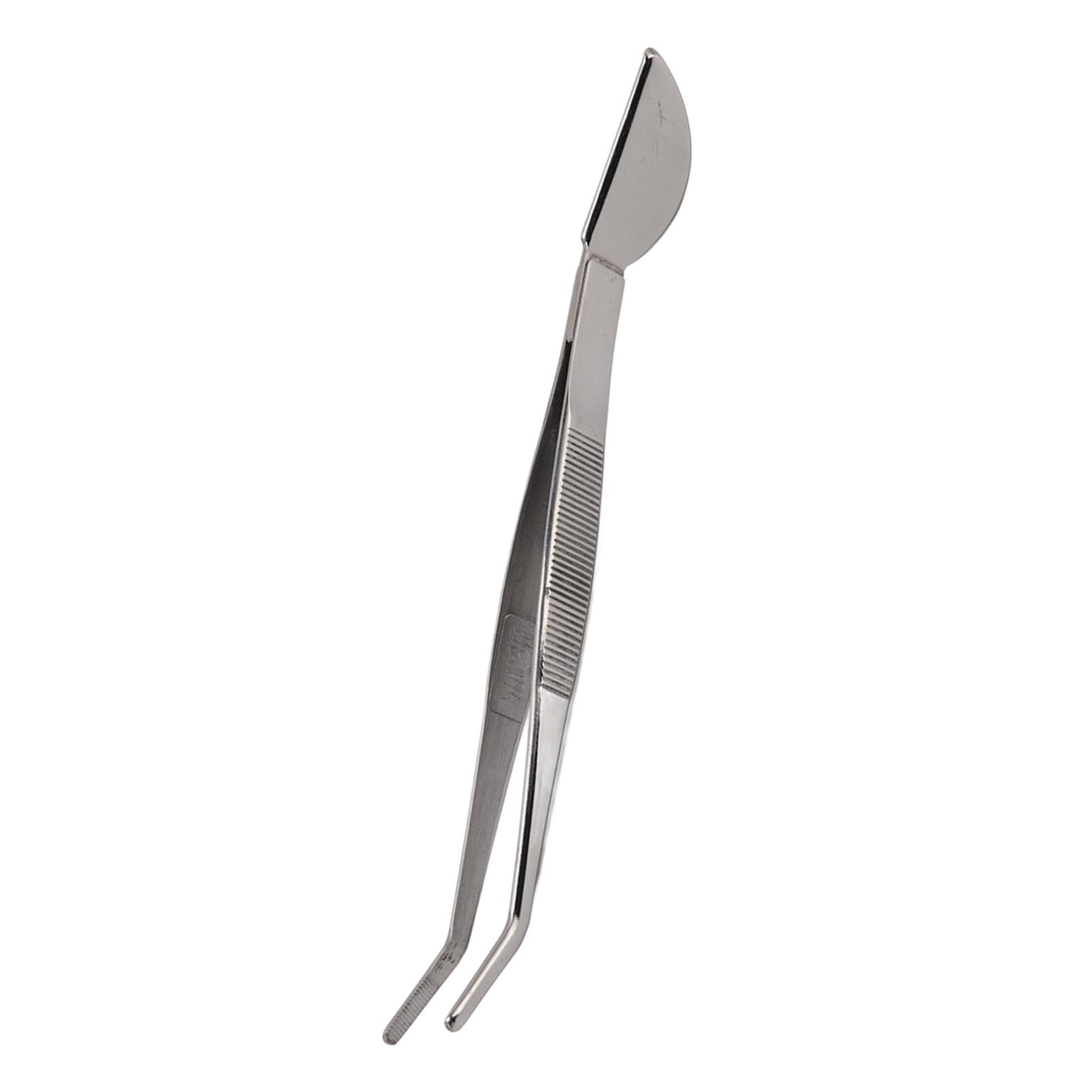 

D5 Stainless Steel Garden Bonsai Long Tweezers with Crescent Moon Spatula Head for Potted Loosening Soil Planing Grass Curved серебряный