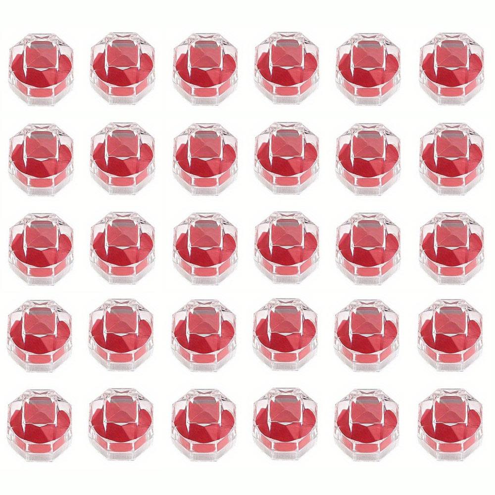 10/20/30 buc cutie inel din plastic transparent roșu, cutie depozitare bijuterii cercei, folosită pentru depozitarea inelelor, cerceilor bijuterii, propuneri