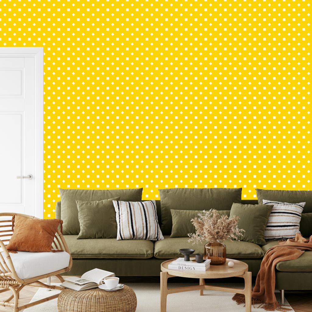 Dots Wallpaper, Clear Detail, Yellow for Living Room and Bedroom 50x1000