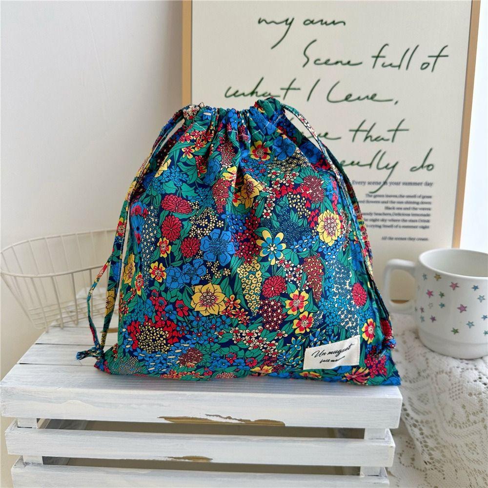 Lightweight Floral Drawstring Bag Reusable Floral Print Gift Bag Birthday Party Favors