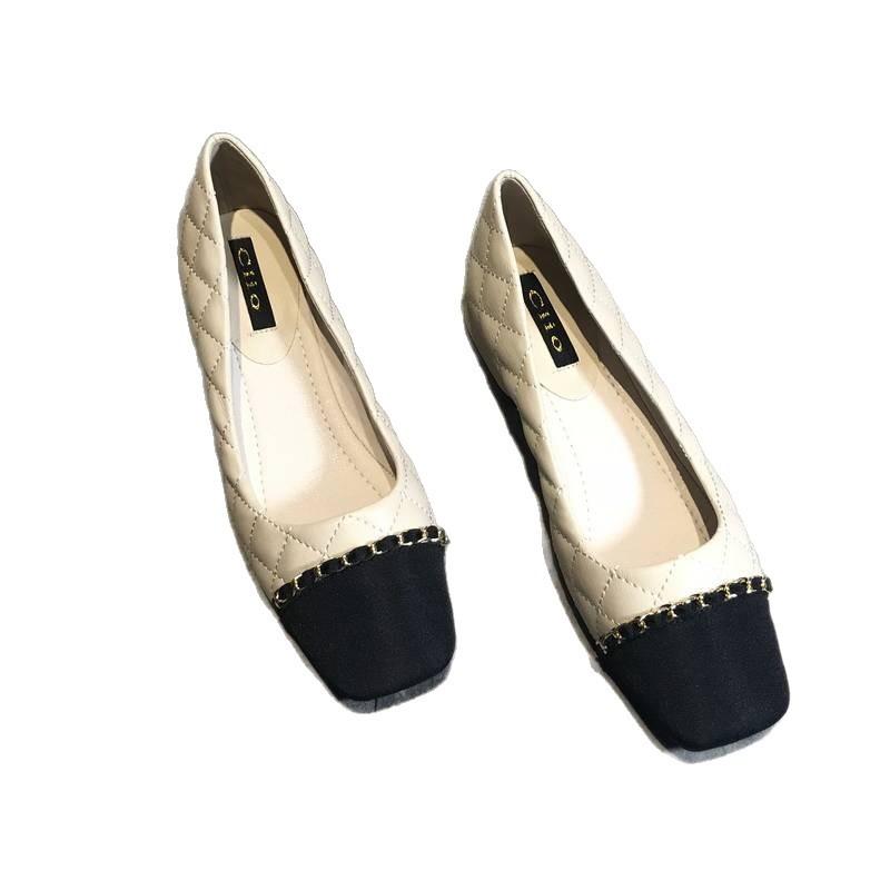 Fashion Xiaoxiangfeng Low-heeled Shoes Versatile Women's Soft-soled Shoes New Spring and Autumn Square Head Thick-heeled Single Shoes Women