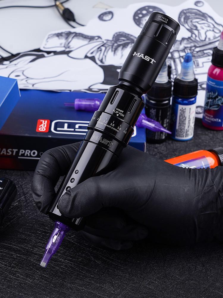 Mast Flip Rotary Tattoo Pen Machine with T1 Wireless Battery Tattoo Supplies