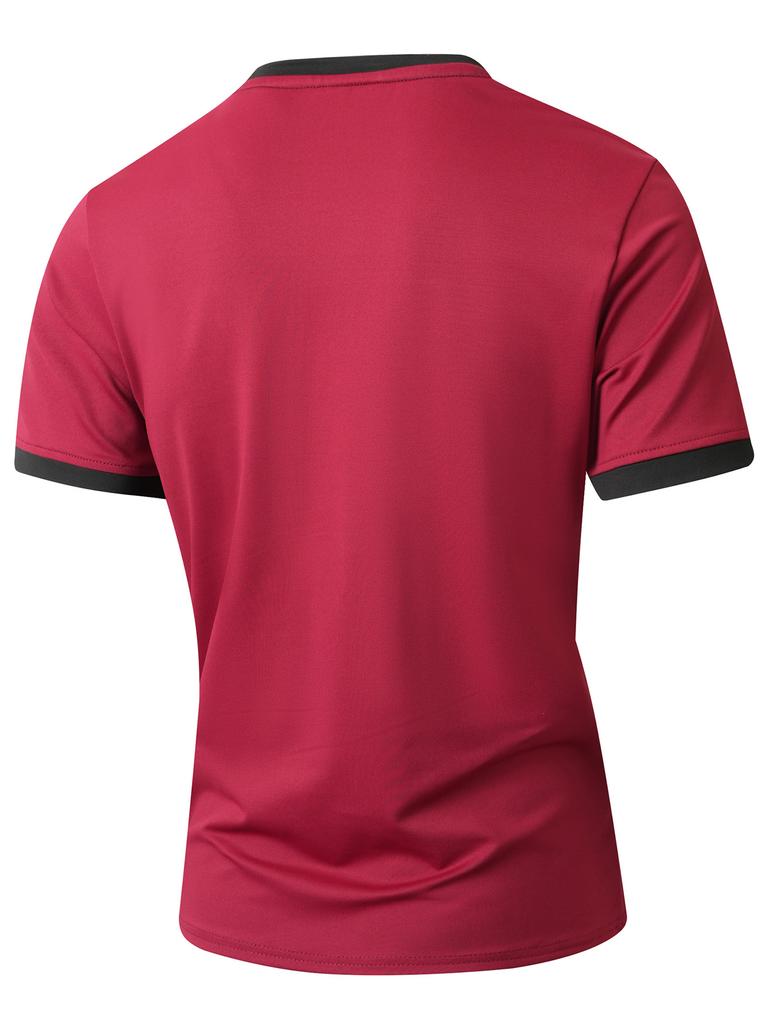 Men Color Block Casual Round Neck Short Sleeve T Shirt Cargo Shorts Two Piece Set