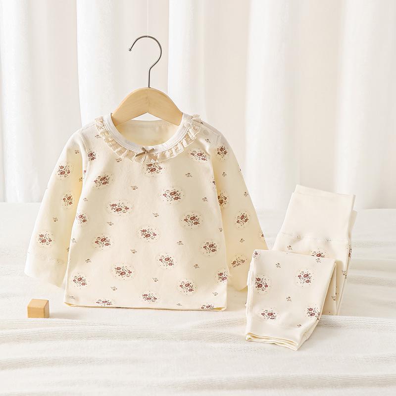 Infant Autumn Baby Clothes - Pure Cotton Two-Piece Set with High-Waisted Belly Protection for Girls