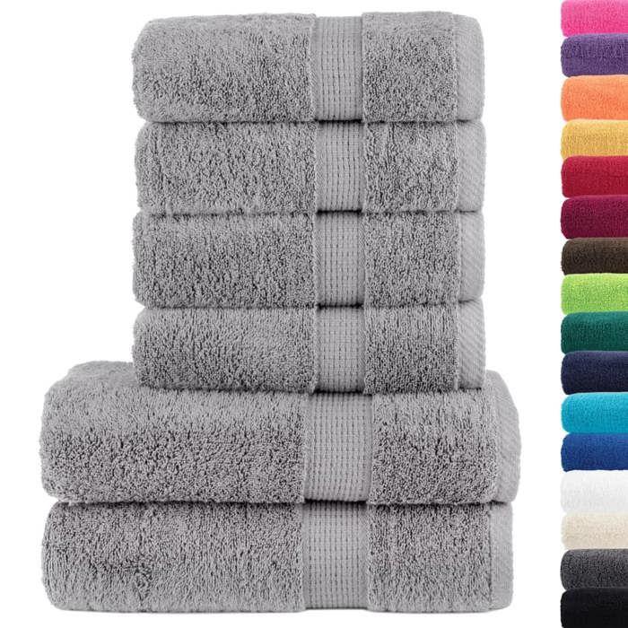VidaXL Ensemble de Serviettes de Qualité Supérieure 6 pcs, Essuie-mains, Serviettes de Douche, Draps de Bain, Serviettes 137560