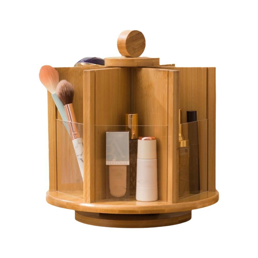 Multi-Compartment Rotating Cosmetic Storage Box Large Capacity Makeup Organizer Desktop