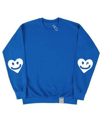 GRAVER [Unisex] Elbow Drawing Heart Smile Sweatshirt_Cobalt Blue