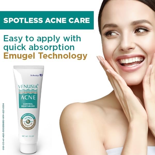 Venusia Akne Feuchtigkeitscreme 75g für Reine Haut Kontrolliert Öl Hydratation für Alle Hauttypen