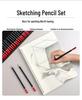 39-Piece Beginner Sketching Set: Charcoal Pencils, Eraser, Paintbrushes & Pencil Roll-up Case