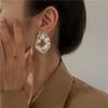 Exaggeration Irregular Wrinkle Metal Earrings for Women Hollow Hammered Texture Geometric Stud Earring Y2K Jewelry Gifts