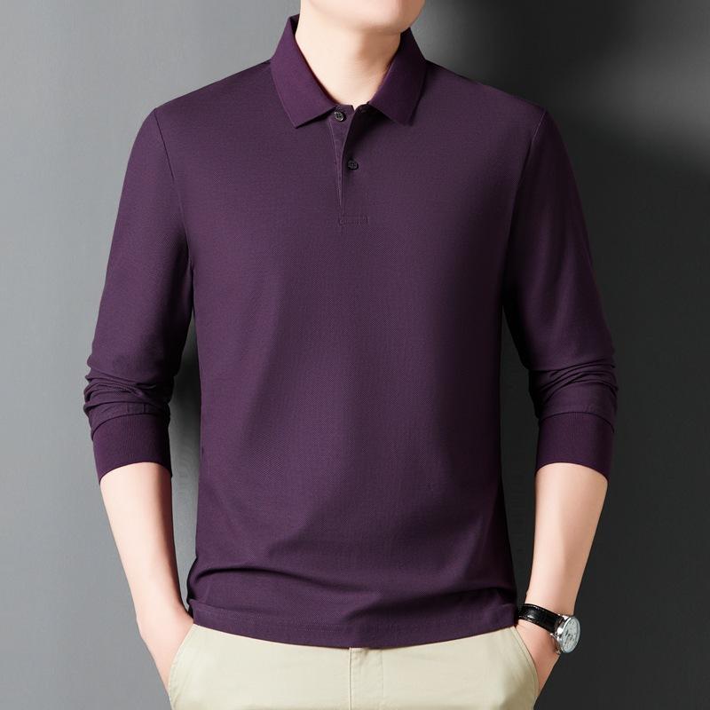 

Spring and Autumn Men s POLO Shirt Lapel Premium Sense Long Sleeve Pure Cotton Led Clothes M