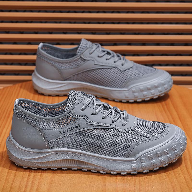 

Новые весенние летние повседневные туфли мужские кроссовки модные удобные сетчатые модные мужские туфли zapatos hombre plus large 39 серый