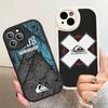 Surfmerk Q-QuiksilverS Logo Voor IPhone 16 15 14 16E 13 12 11 Pro Max Plus Telefoon Lederen Hoesje