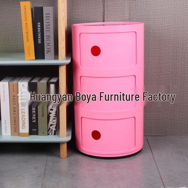 Compact Modern Round Bedside Table with Multifunctional Storage