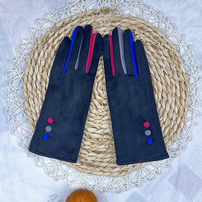 Deerskin Fleece Gloves Women'S Outdoor Cycling Student Warm Gloves Windproof Gloves