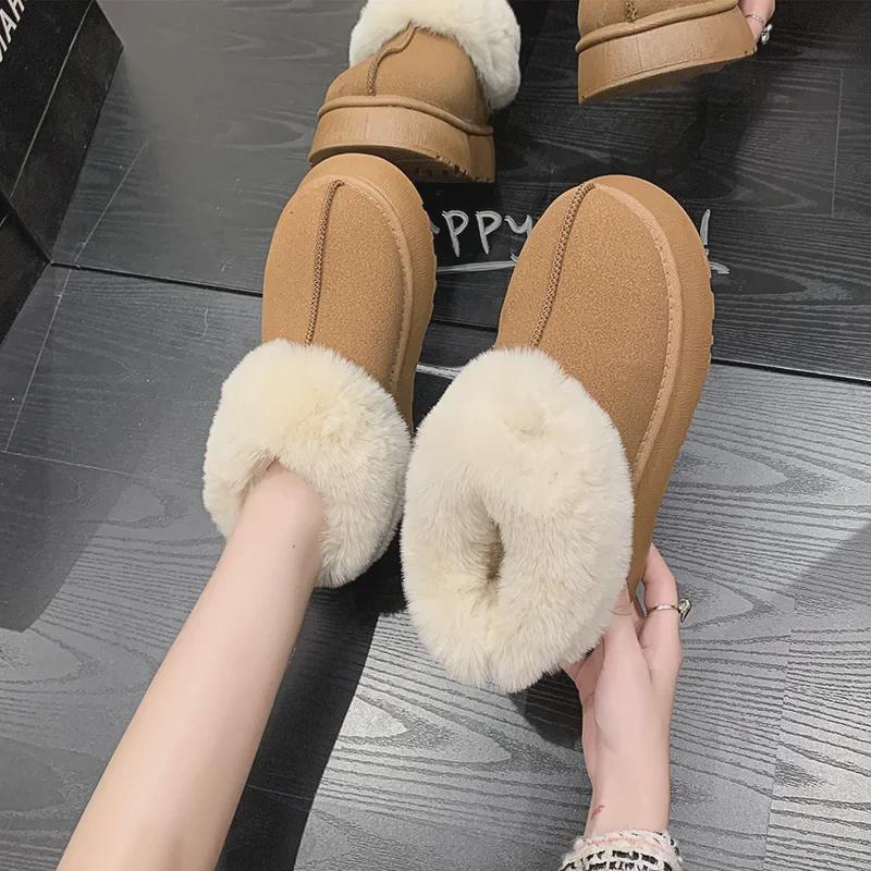 Women's 2023 Thick-Soled Warm Snow Boots with Fur - Comfortable One-Piece Casual Winter Footwear