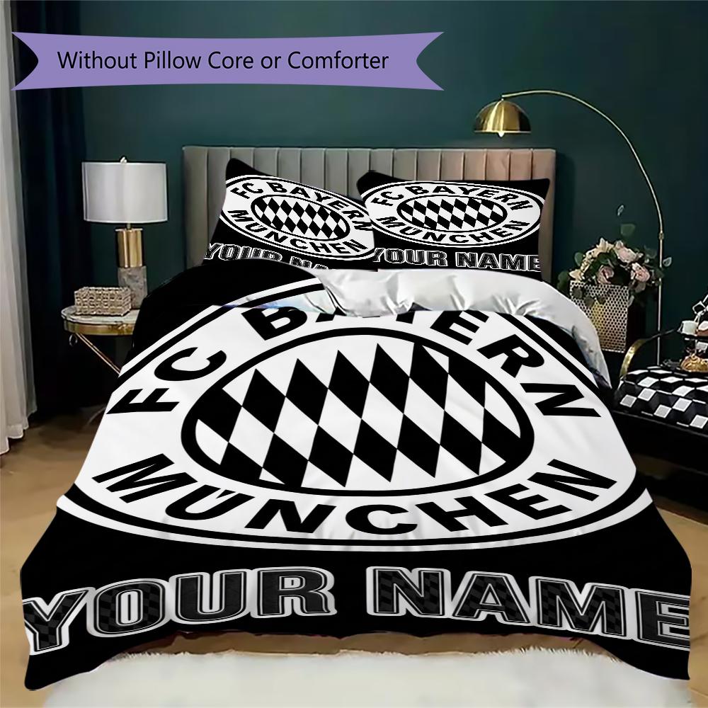 Custom Name Bayern Munich Pattern Bedding uilt Set uilt Cover Pillowcase Home Decoration Birthday Gift (1*duvet cover+2*pillowcase without core)