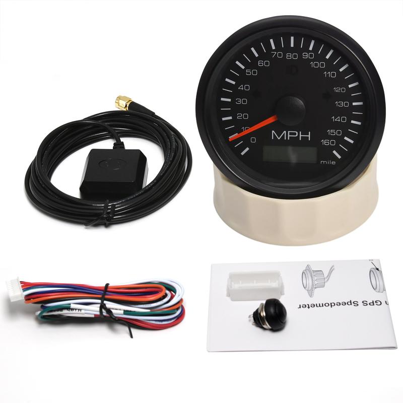 ZMFJH 0-160MPH 85MM GPS Speedometer Gauge with Antenna Red Backlight Odometer High Beam Turn Light for Boat Yacht Car 12V24V