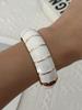 Boho Red Beige Acrylic Resin Chunky Bangles for Women Vintage Punk Enamel Metal Glossy Geometric Cuff Bangle Aesthetic Jewelry