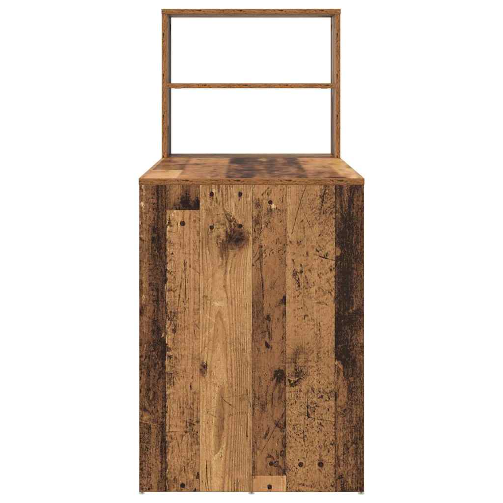 Desk with Shelf Reclaimed Wood Look 113 x 54 x 120 cm Engineered Wood