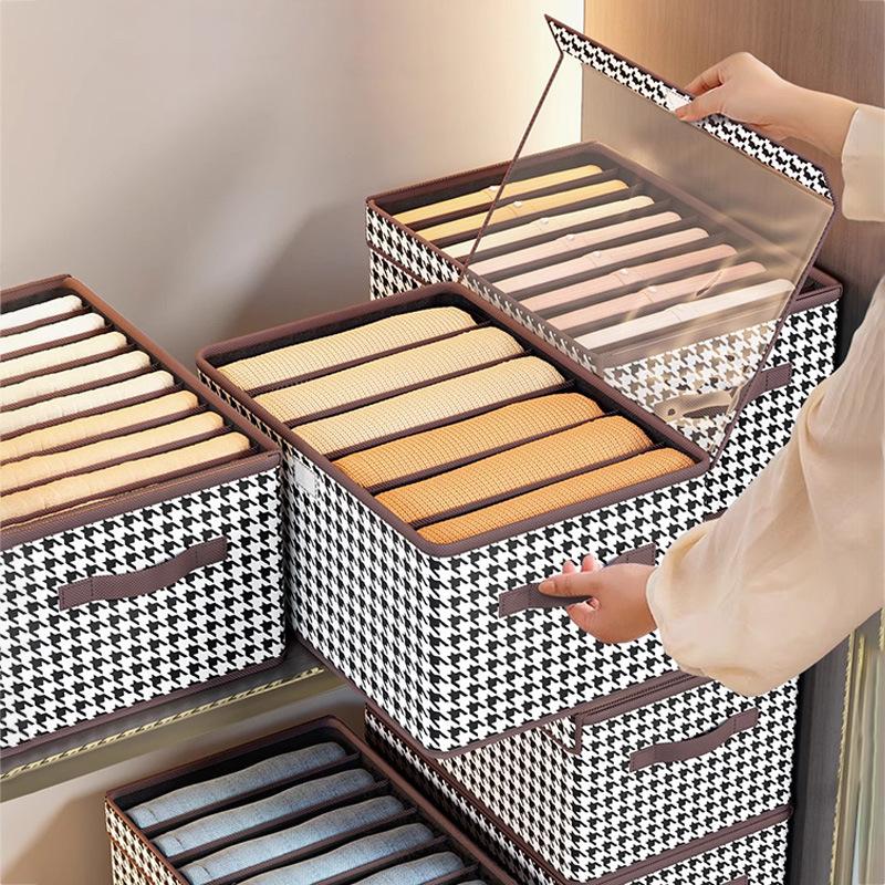 1Pc Household Qiandongge Foldable Large Capacity Separated Storage Box Clothing Pants Organizing Box Storage Box Storage Box Factory