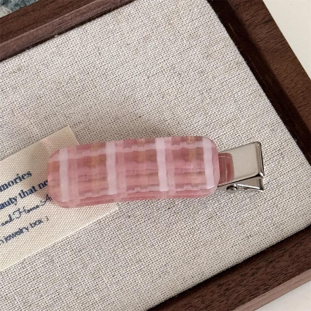 Fashion Acetate Checkered Hair Side Clips Broken Hair Bangs Clips Women Girls Sweet Cute Side Clips Elegant Duckbill Clip