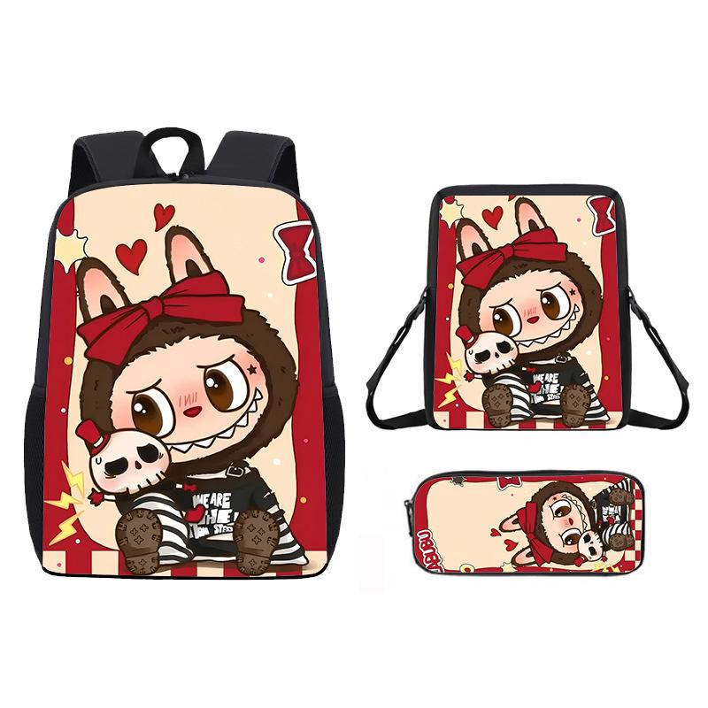 School Bag New Printing Three-piece Set Cartoon Rabbit Student Backpack Satchel Pencil Case Boys and Girls